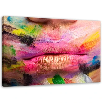 Leinwandbild, Bunte Lippen Abstrakt 