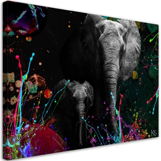 Canvasbillede, elefant dyr abstrakt 
