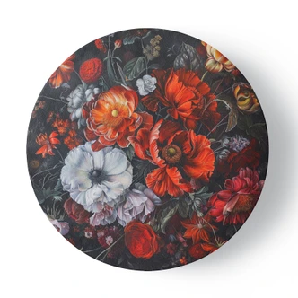 Rundes Leinwandbild Blumen Blätter Rosen 