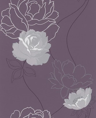 Vliestapete Blumen Floral Romantisch, Klassisch in Lila Vliestapete Blumen Floral Romantisch, Klassisch in Lila