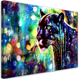 Leinwandbild, Schwarzer Panther Abstraktion 