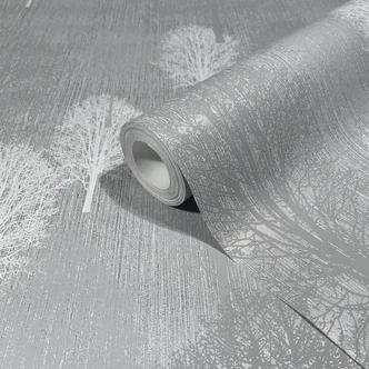 Vliestapete Illustration Modern, Natur in Silber  