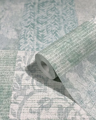 carta da parati grafica, rivestimento murale in tessuto non tessuto Novamur Yvi verde 