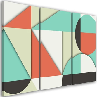 Leinwandbild 3 teilig, Geometrische Abstraktionsformen 