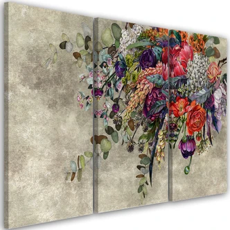 3-delige canvas print, boeket bloemen 