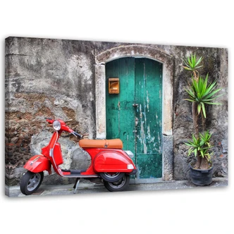 Leinwandbild, Vespa Toskana Rot Leinwandbild, Vespa Toskana Rot