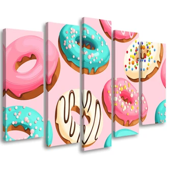 Leinwandbild 5 teilig, Donuts Kuchen 