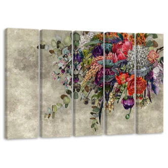 Leinwandbild 5 teilig, Blumenstrauß 