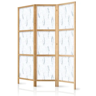 Japanischer Paravent, Raumteiler freistehend, Trennwand - Delicate Blue Fish 