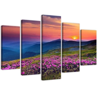 Leinwandbild 5 teilig, Sonnenaufgang Landschaftsbild 