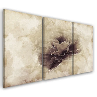 Leinwandbild 3-teilig, Rose Flower Vintage Beige 