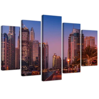 Wandbild 5-teilig, Nights in Dubai Stadt 
