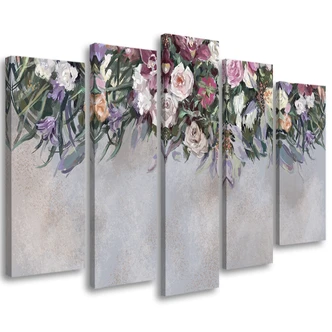 Leinwandbild 5 teilig, Blumen überwachsen 