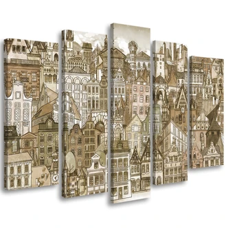 Leinwandbild 5 teilig, Fröhliche Stadt 