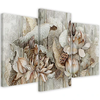 Leinwandbild 3 teilig, Saint Lotos Blumen 