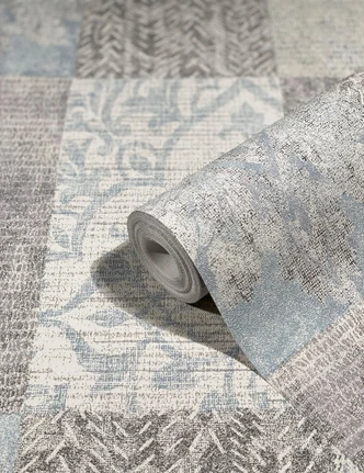 graphic wallpaper, non-woven wallcovering Novamur Yvi grey, blue graphic wallpaper, non-woven wallcovering Novamur Yvi grey, blue