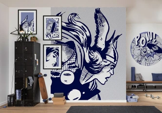 Zelfklevend Vliesbehang - Captain America Pow - 125 x 125 cm 