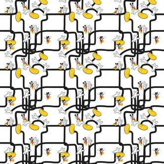 Carta da parati in tessuto non tessuto - Labirinto di piedi di Topolino - 200 x 280 cm 