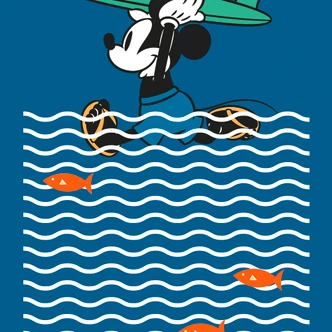 Carta da parati - Topolino fa surf - 200 x 280 cm 