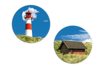 Glasbild Lighthouse in Dune (2-teilig) - rund 