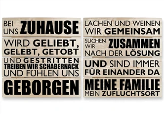Holzbild-Set Bei uns zu Hause - schwarz (2-teilig) 