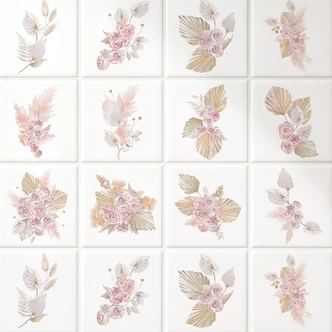 Sticker carrelage Bouquets aquarelles - Set de 12 