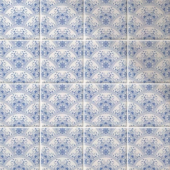 Fliesenaufkleber Blau Florales Muster im Art Deco Stil - 12er Set 
