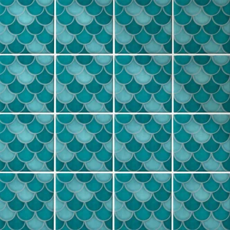 Azulejos Adhesivos escamas de pez - turquesa - lote de 12 