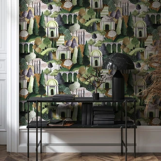 Papel pintado no tejido en coloridos árboles pintorescos gráfico moderno Papel pintado no tejido en coloridos árboles pintorescos gráfico moderno