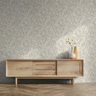 Non-woven tapet i beige blad blad look vintage blommig natur  