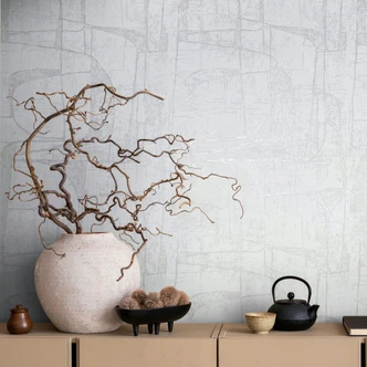 Papier peint intissé en blanc brillant formes géométriques graphique moderne  