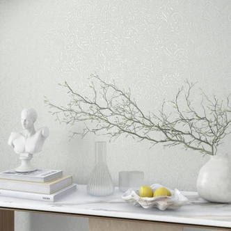 Vliestapete in Weiß Blattmotiv Floral Natur 