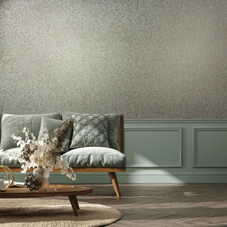 Vliestapete in Blau, Gold Blattmotiv Floral Natur 