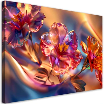 Leinwandbild, Glänzende Blumen auf Leinwand 