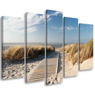 Tableau sur toile 5 pièces, mer plage sable nature 
