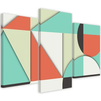 Leinwandbild 3 teilig, Geometrische Abstraktionsformen 
