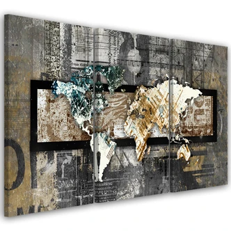 Leinwandbild 3-teilig, Weltkarte Abstrakt  