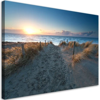 Canvasbillede, solnedgang over havet 