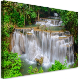 Leinwandbild, Wasserfall Natur Wald 