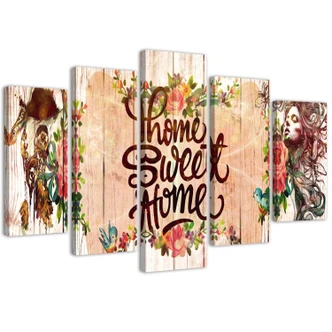 Leinwandbild 5 teilig, Home Sweet Home Inschrift 