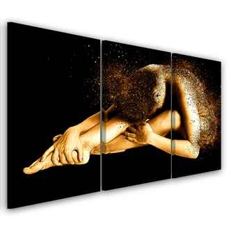 Leinwandbild 3-teilig, Weiblich Golden 