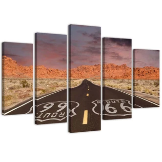 Leinwandbild 5 teilig, Route 66 Road Landschaftsbild 