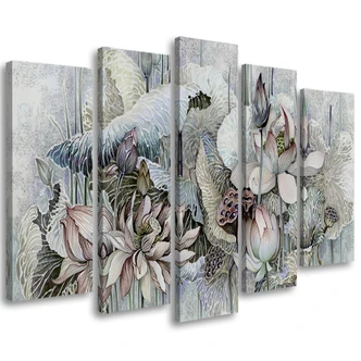 Leinwandbild 5 teilig, Saint Lotos Blumen 