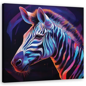 Leinwandbild Zebra Tiere Farbig 