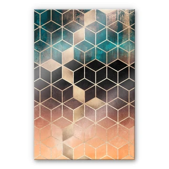 Acrylglasbild Fredriksson - Goldgrüne Geometrie 