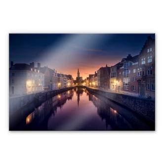 Tableau en verre acrylique García - Sunset in Brugge 