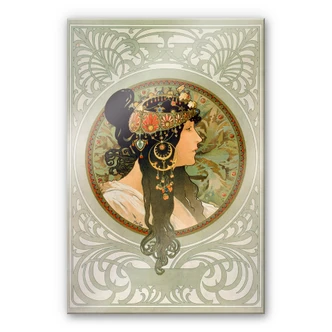 Acrylglasbild Mucha - Die Brünette 
