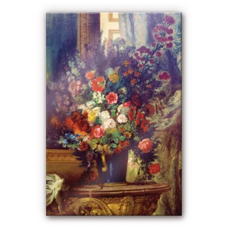 Acrylglasbild Delacroix - Vase mit Blumen auf einer Konsole 