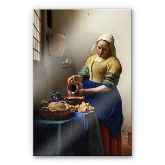 Tableau en verre acrylique Vermeer - La jeune fille au pot au lait 
