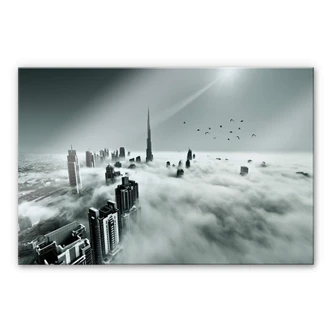 Tableau en verre acrylique Naufal - La ville des nuages 
